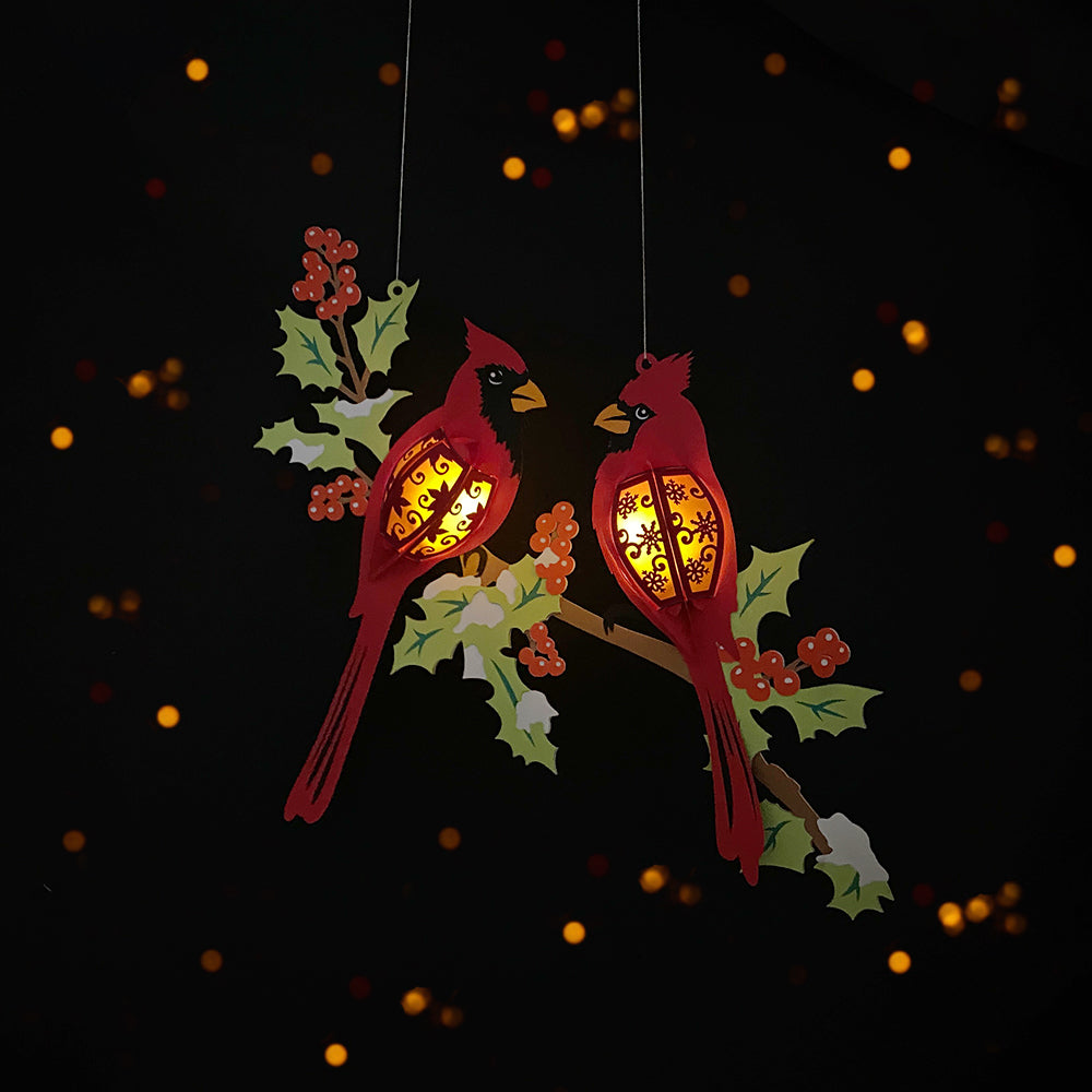 Couple Cardinal Bird - 3D Christmas Lantern File - Cricut File  - VEKTOR KRAFT