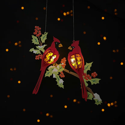 Couple Cardinal Bird - 3D Christmas Lantern File - Cricut File  - VEKTOR KRAFT