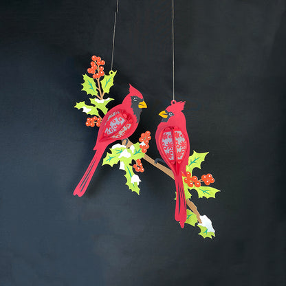 Couple Cardinal Bird - 3D Christmas Lantern File - Cricut File  - VEKTOR KRAFT