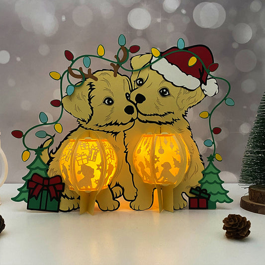 Couple Dog Xmas - 3D Christmas Lantern File - Cricut File  - VEKTOR KRAFT
