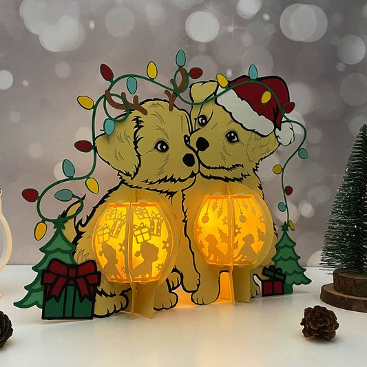 Couple Dog Xmas - 3D Christmas Lantern File - Cricut File  - VEKTOR KRAFT