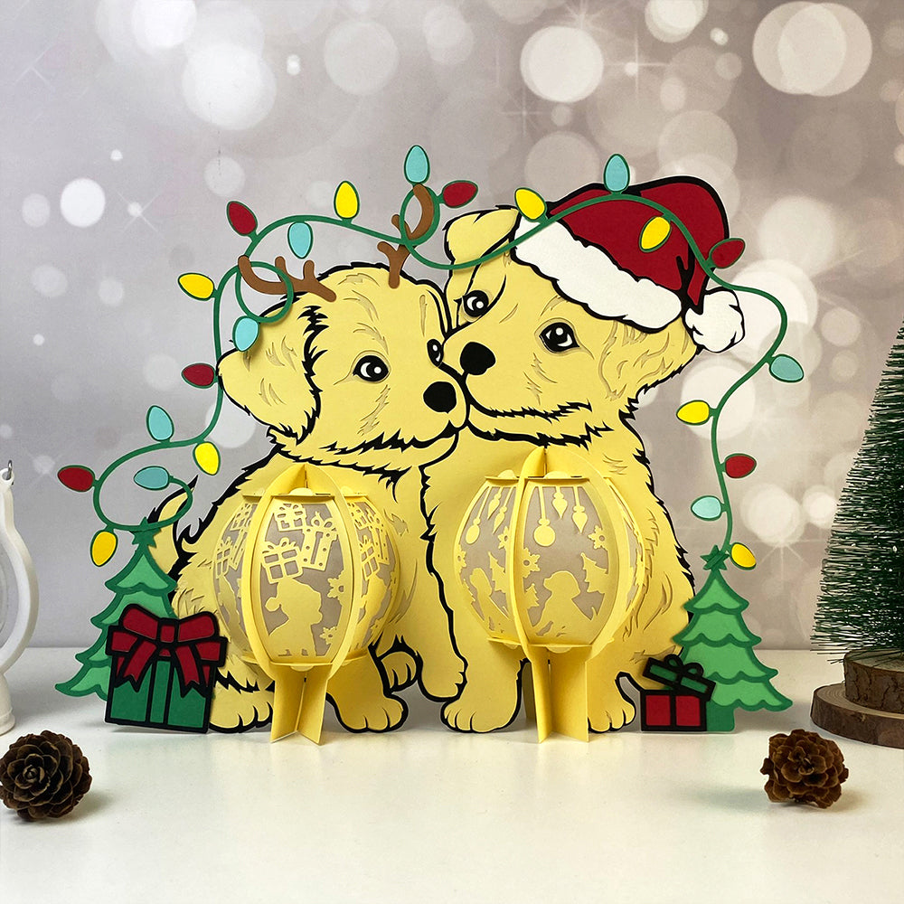 Couple Dog Xmas - 3D Christmas Lantern File - Cricut File  - VEKTOR KRAFT