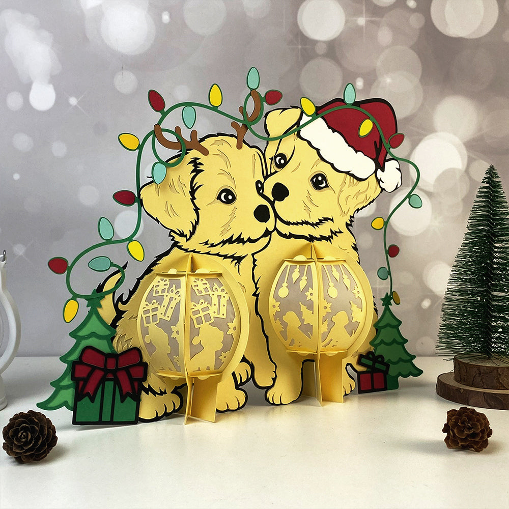 Couple Dog Xmas - 3D Christmas Lantern File - Cricut File  - VEKTOR KRAFT