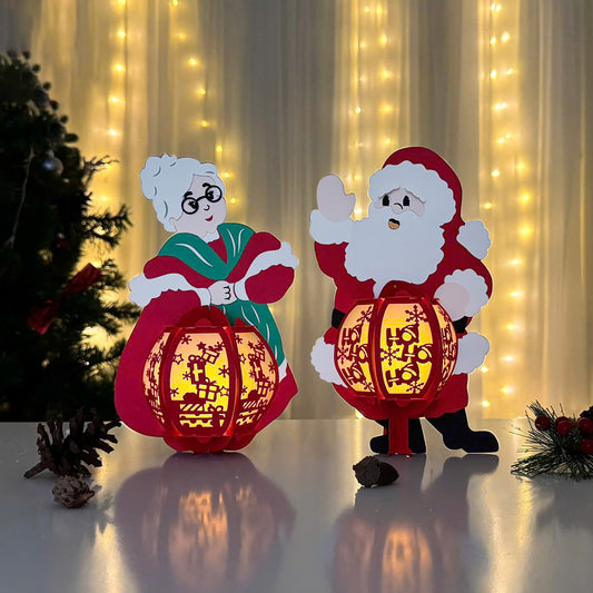 Couple Santa - 3D Christmas Lantern File - Cricut File  - VEKTOR KRAFT