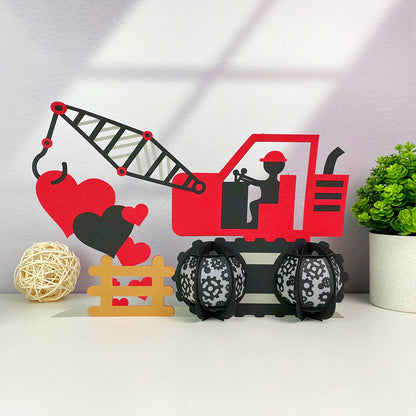 Crane Truck Love - 3D Valentine Paper Cut Lantern File  - Cricut File  - VEKTOR KRAFT