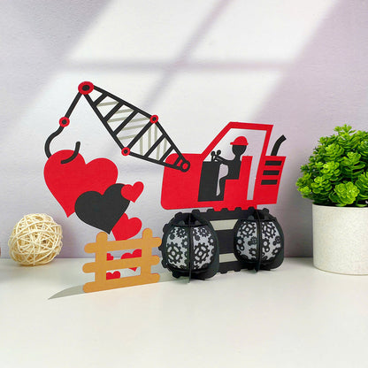 Crane Truck Love - 3D Valentine Paper Cut Lantern File  - Cricut File  - VEKTOR KRAFT