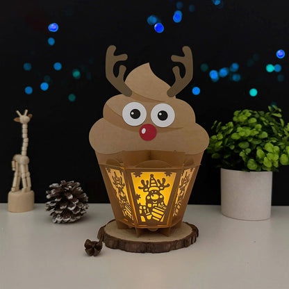 Cupcake Reindeer - 3D Christmas Paper Cut Lantern File - Cricut File  - VEKTOR KRAFT