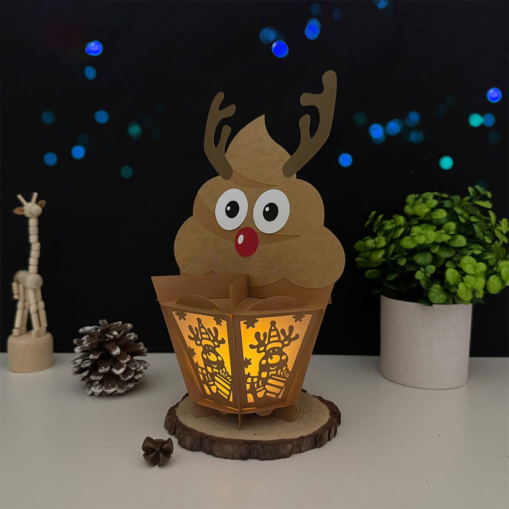 Cupcake Reindeer - 3D Christmas Paper Cut Lantern File - Cricut File  - VEKTOR KRAFT