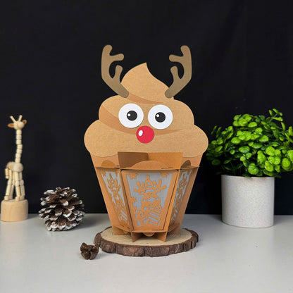 Cupcake Reindeer - 3D Christmas Paper Cut Lantern File - Cricut File  - VEKTOR KRAFT