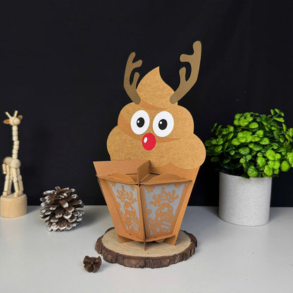 Cupcake Reindeer - 3D Christmas Paper Cut Lantern File - Cricut File  - VEKTOR KRAFT