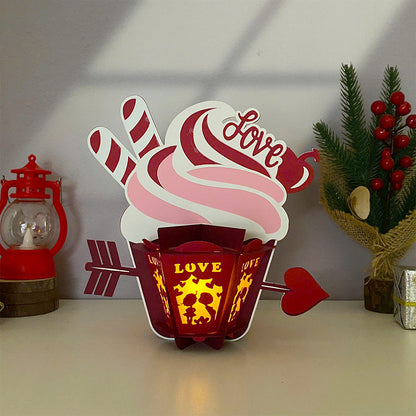 Cupcake Valentine - 3D Valentine Paper Cut Lantern File  - Cricut File  - VEKTOR KRAFT
