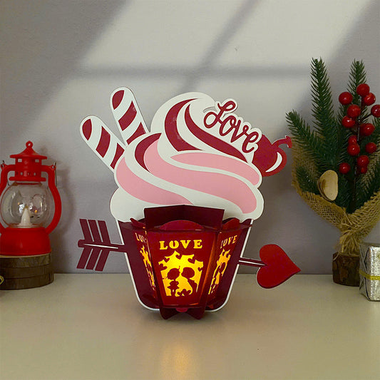 Cupcake Valentine - 3D Valentine Paper Cut Lantern File  - Cricut File  - VEKTOR KRAFT