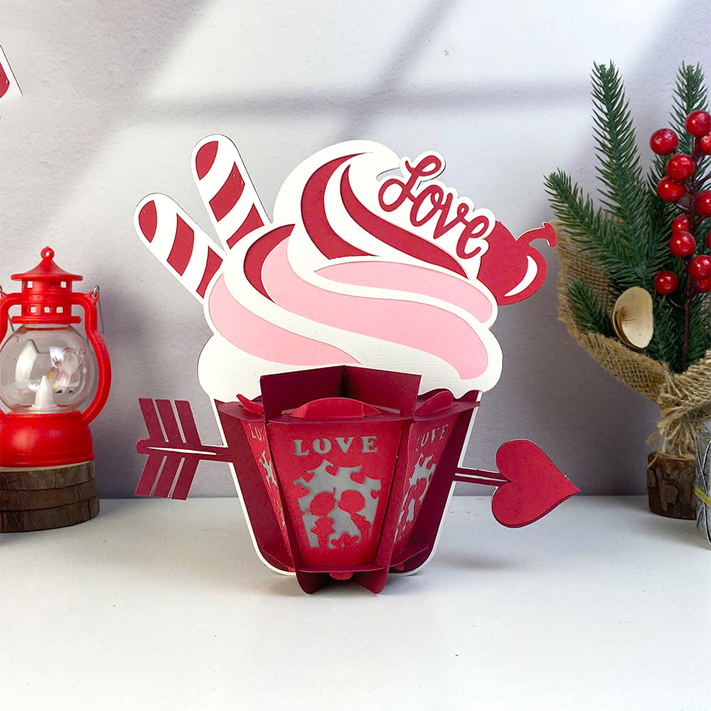 Cupcake Valentine - 3D Valentine Paper Cut Lantern File  - Cricut File  - VEKTOR KRAFT