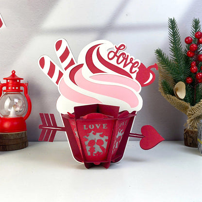 Cupcake Valentine - 3D Valentine Paper Cut Lantern File  - Cricut File  - VEKTOR KRAFT