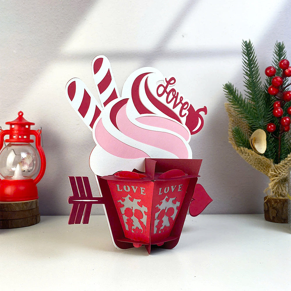 Cupcake Valentine - 3D Valentine Paper Cut Lantern File  - Cricut File  - VEKTOR KRAFT