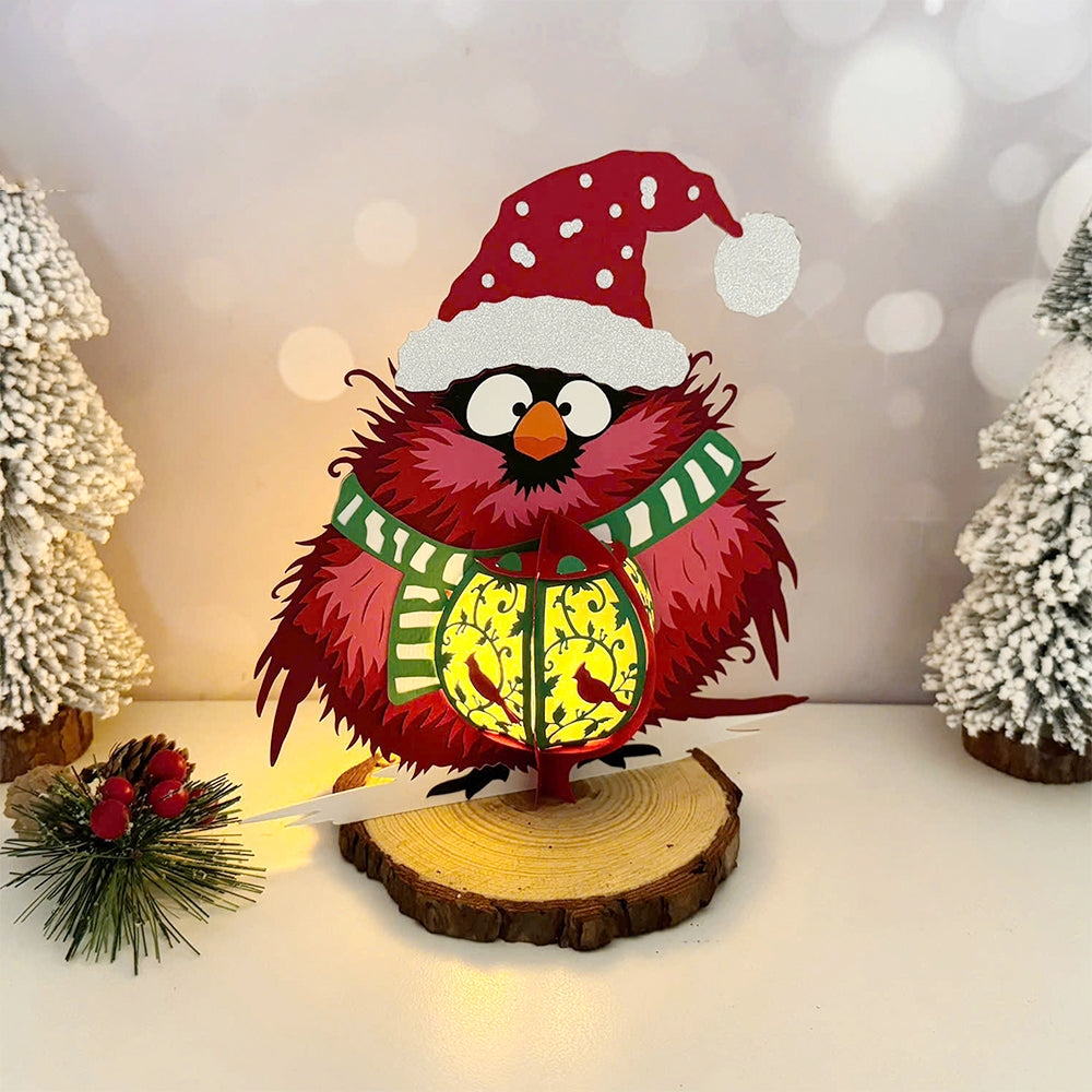 Cute Cardinal Bird - 3D Christmas Paper Cut Lantern File - Cricut File  - VEKTOR KRAFT