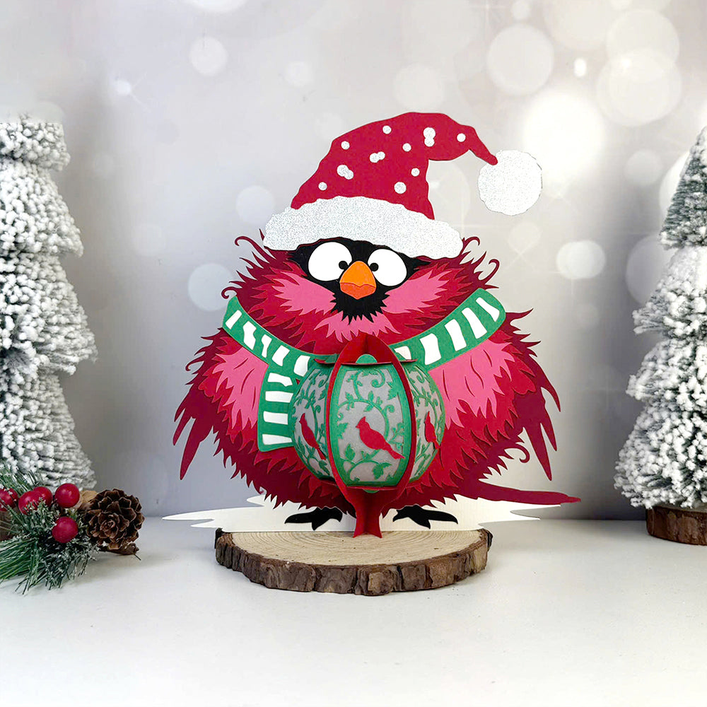 Cute Cardinal Bird - 3D Christmas Paper Cut Lantern File - Cricut File  - VEKTOR KRAFT