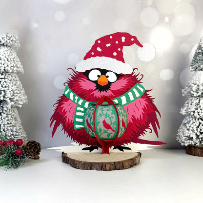Cute Cardinal Bird - 3D Christmas Paper Cut Lantern File - Cricut File  - VEKTOR KRAFT