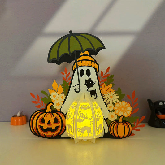 Cute Ghost Umbrella - 3D Paper Cut Lantern File  - Cricut File  - VEKTOR KRAFT