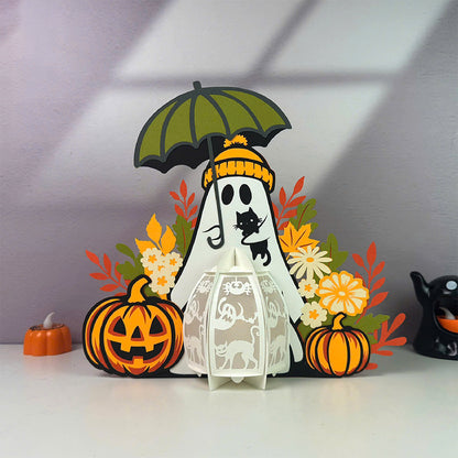 Cute Ghost Umbrella - 3D Paper Cut Lantern File  - Cricut File  - VEKTOR KRAFT