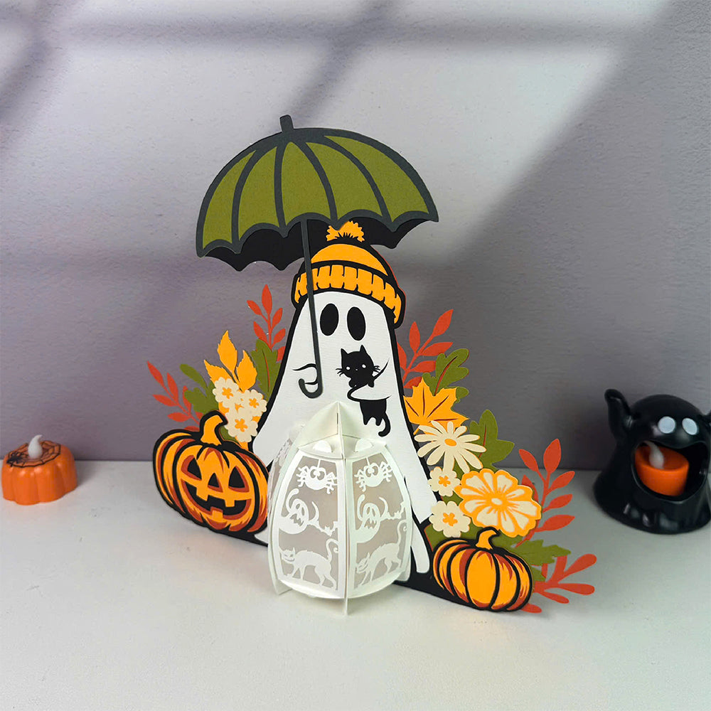 Cute Ghost Umbrella - 3D Paper Cut Lantern File  - Cricut File  - VEKTOR KRAFT