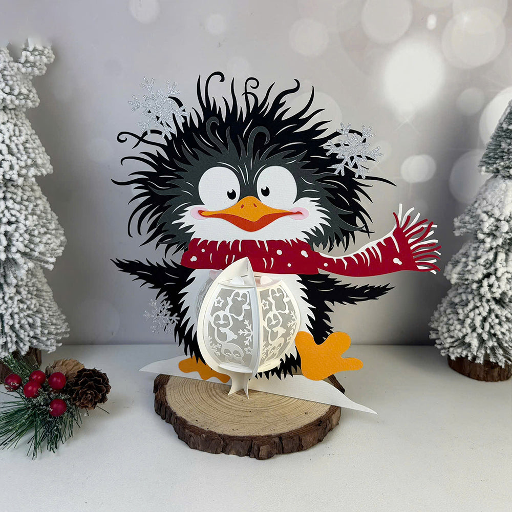 Cute Penguin - 3D Christmas Paper Cut Lantern File - Cricut File  - VEKTOR KRAFT