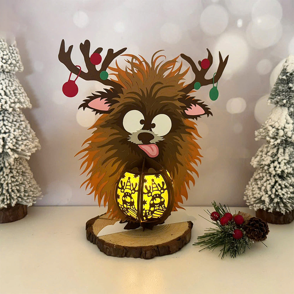 Cute Reindeer - 3D Christmas Paper Cut Lantern File - Cricut File  - VEKTOR KRAFT