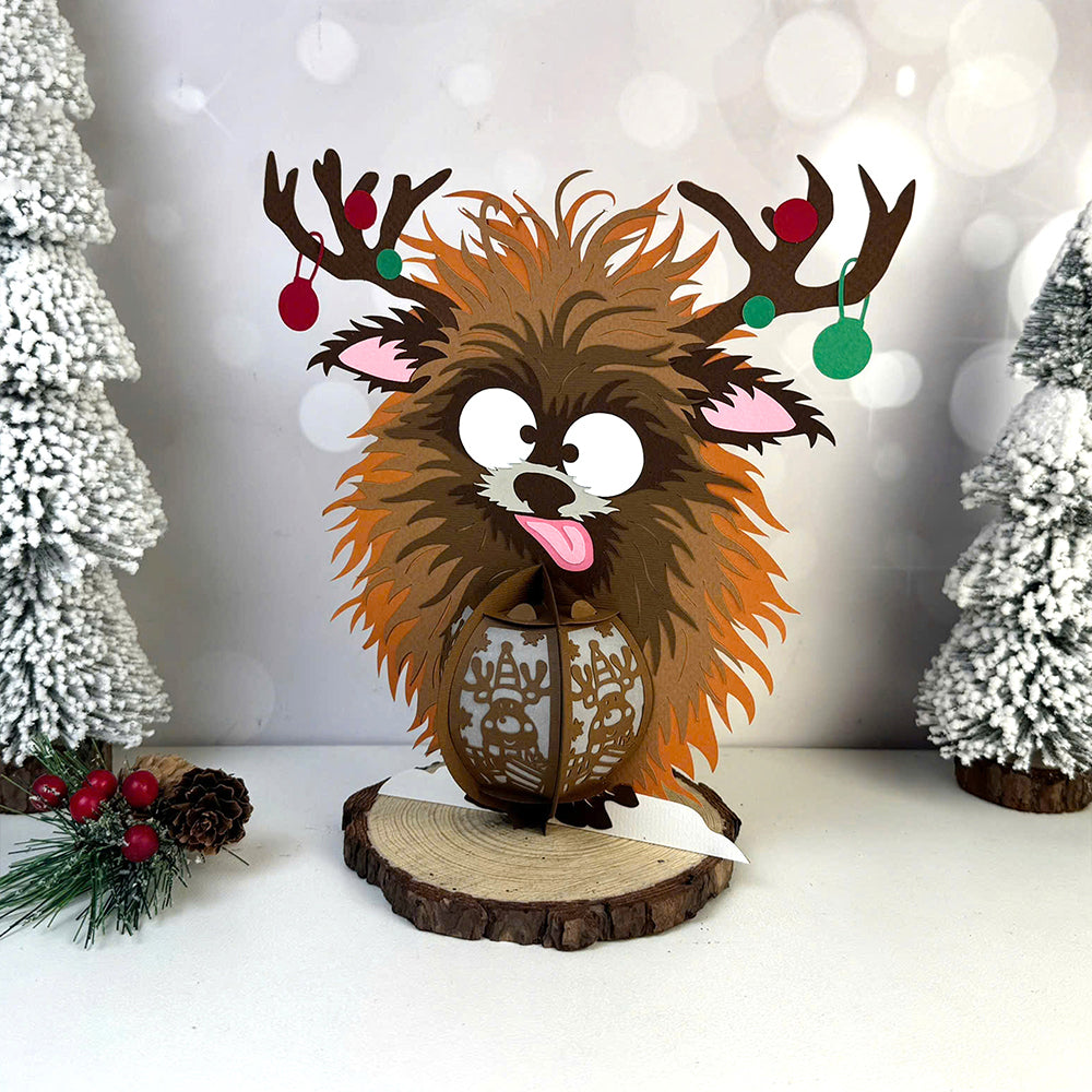 Cute Reindeer - 3D Christmas Paper Cut Lantern File - Cricut File  - VEKTOR KRAFT