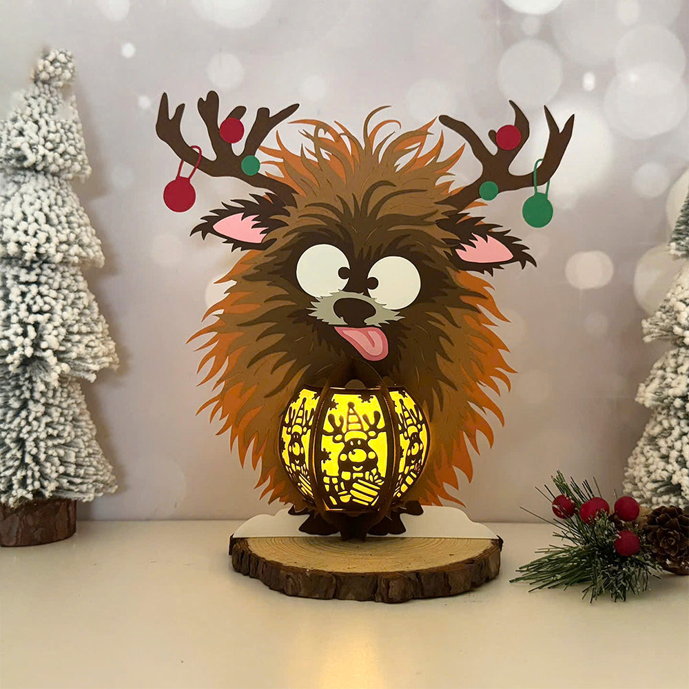 Cute Reindeer - 3D Christmas Paper Cut Lantern File - Cricut File  - VEKTOR KRAFT