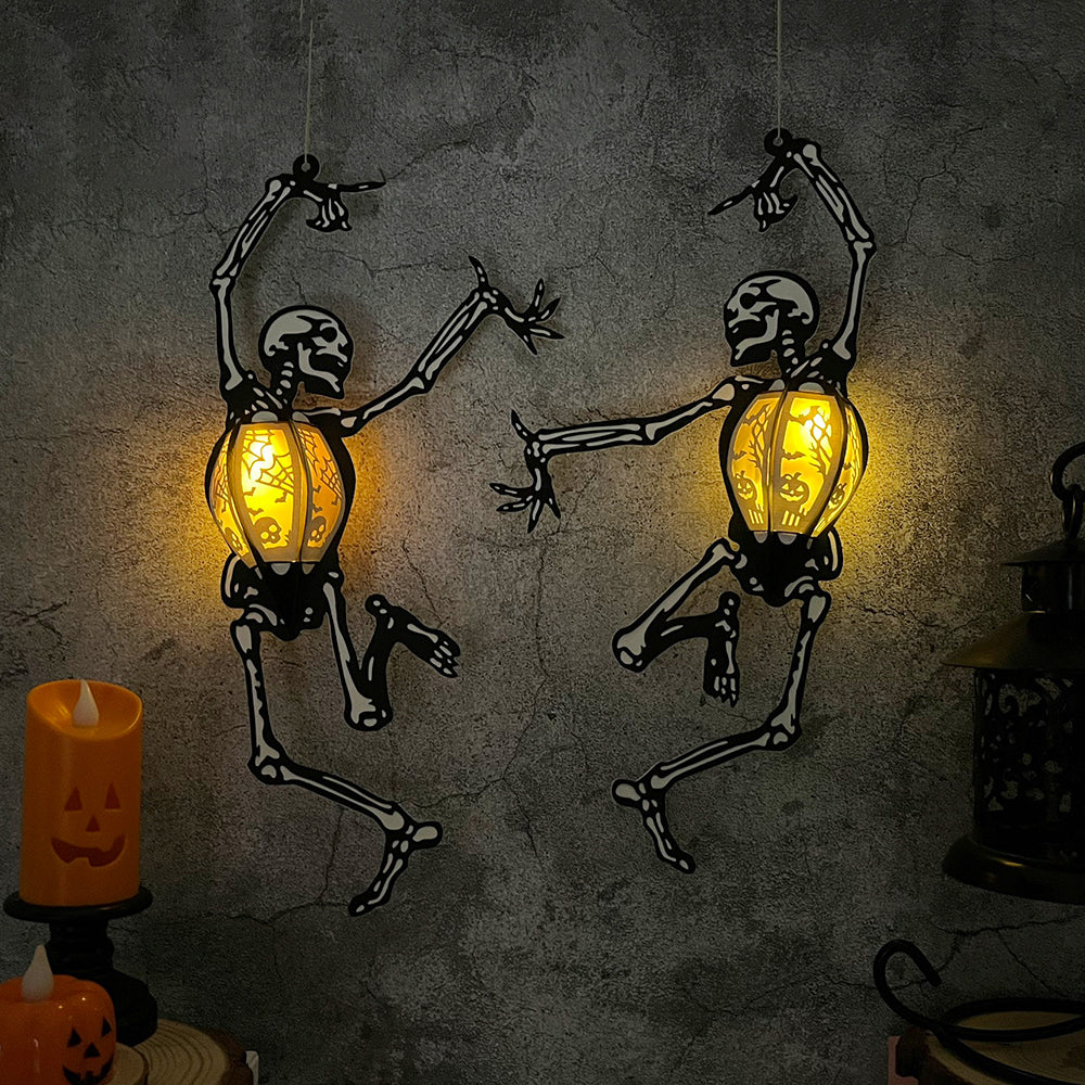 Dance Skelingtons - 3D Halloween Paper Cut Lantern File  - Cricut File  - VEKTOR KRAFT