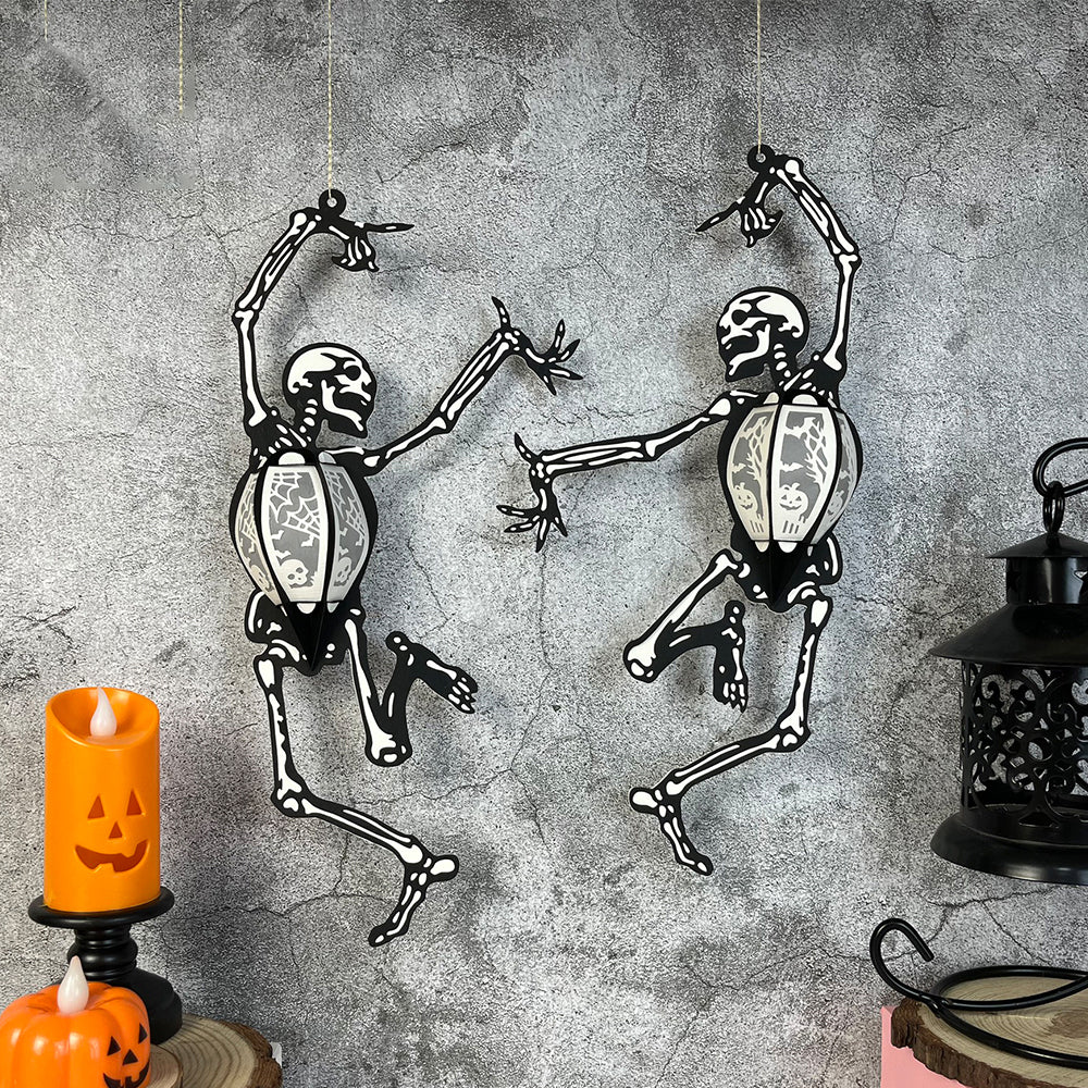 Dance Skelingtons - 3D Halloween Paper Cut Lantern File  - Cricut File  - VEKTOR KRAFT