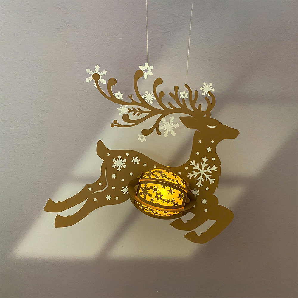 Deer 2 - 3D Christmas Paper Cut Lantern File - Cricut File  - VEKTOR KRAFT