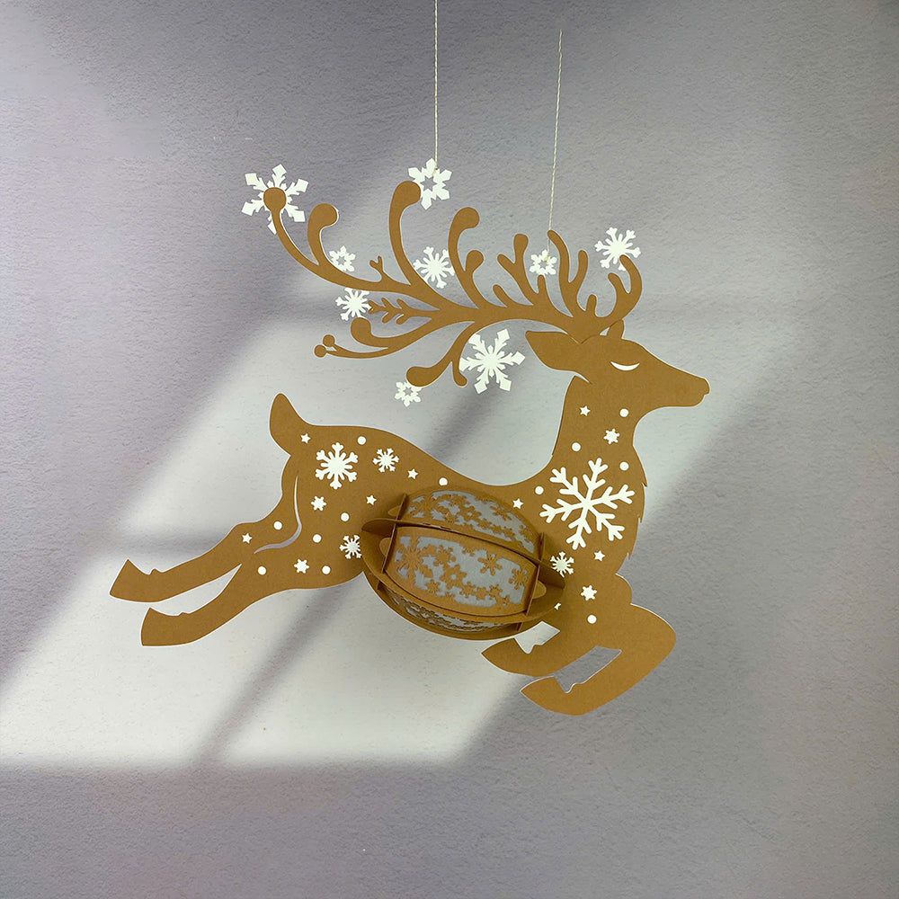 Deer 2 - 3D Christmas Paper Cut Lantern File - Cricut File  - VEKTOR KRAFT