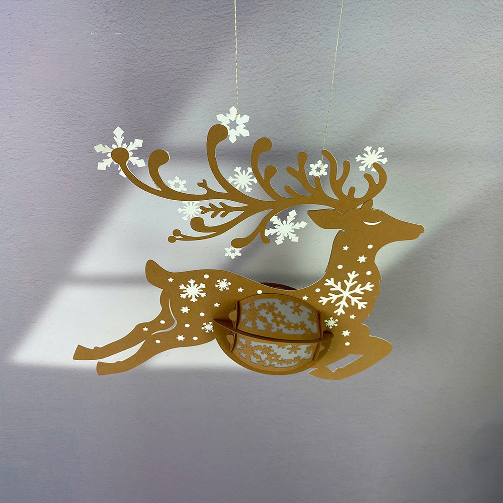 Deer 2 - 3D Christmas Paper Cut Lantern File - Cricut File  - VEKTOR KRAFT