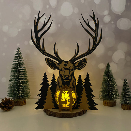 Deer 3 - 3D Christmas Paper Cut Lantern File - Cricut File  - VEKTOR KRAFT