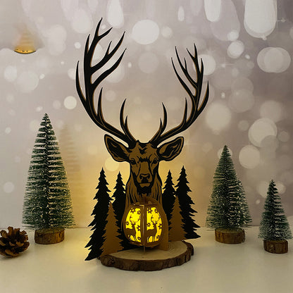 Deer 3 - 3D Christmas Paper Cut Lantern File - Cricut File  - VEKTOR KRAFT
