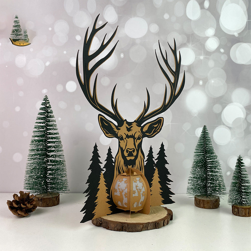 Deer 3 - 3D Christmas Paper Cut Lantern File - Cricut File  - VEKTOR KRAFT