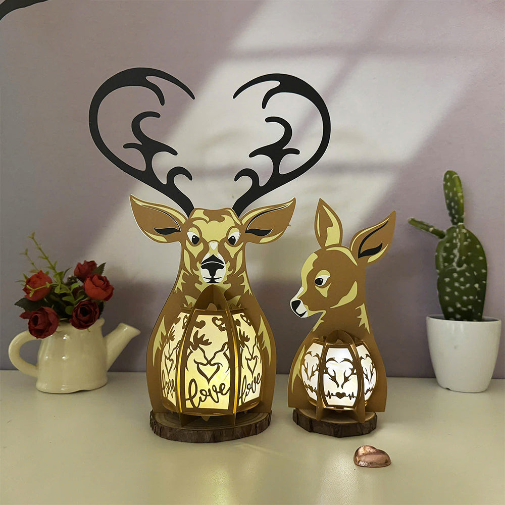 Deer Couple - 3D Valentine Paper Cut Lantern File  - Cricut File  - VEKTOR KRAFT