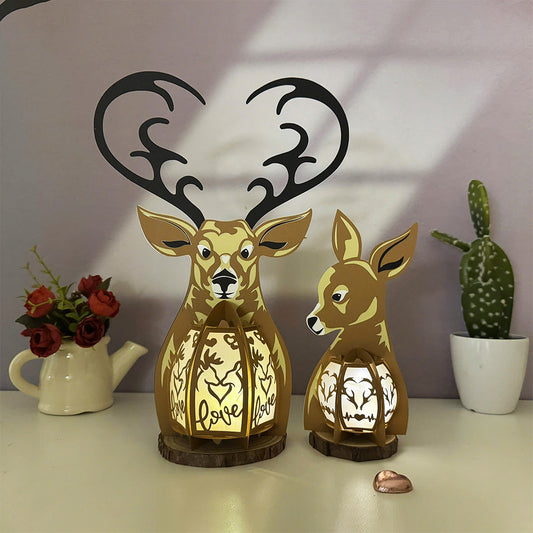 Deer Couple - 3D Valentine Paper Cut Lantern File  - Cricut File  - VEKTOR KRAFT