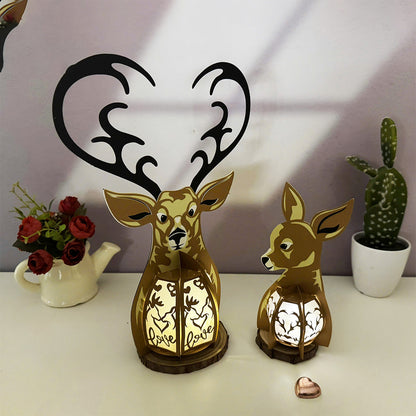 Deer Couple - 3D Valentine Paper Cut Lantern File  - Cricut File  - VEKTOR KRAFT