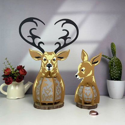 Deer Couple - 3D Valentine Paper Cut Lantern File  - Cricut File  - VEKTOR KRAFT