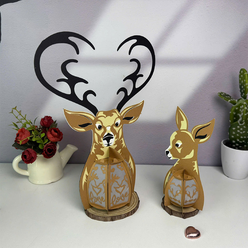 Deer Couple - 3D Valentine Paper Cut Lantern File  - Cricut File  - VEKTOR KRAFT