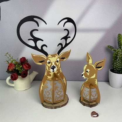 Deer Couple - 3D Valentine Paper Cut Lantern File  - Cricut File  - VEKTOR KRAFT