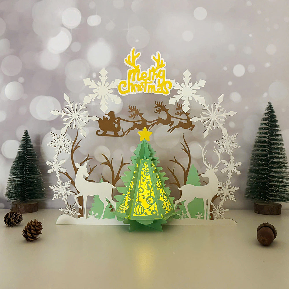 Deer Christmas 4 - 3D Christmas Paper Cut Lantern File - Cricut File  - VEKTOR KRAFT