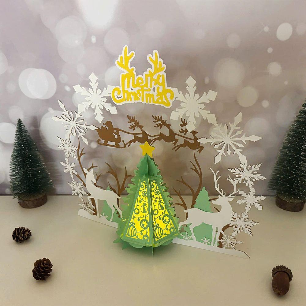 Deer Christmas 4 - 3D Christmas Paper Cut Lantern File - Cricut File  - VEKTOR KRAFT