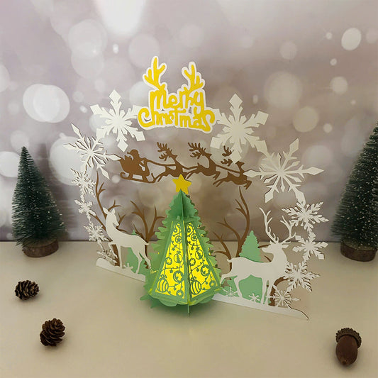 Deer Christmas 4 - 3D Christmas Paper Cut Lantern File - Cricut File  - VEKTOR KRAFT