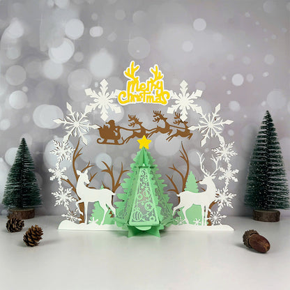 Deer Christmas 4 - 3D Christmas Paper Cut Lantern File - Cricut File  - VEKTOR KRAFT