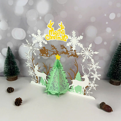 Deer Christmas 4 - 3D Christmas Paper Cut Lantern File - Cricut File  - VEKTOR KRAFT