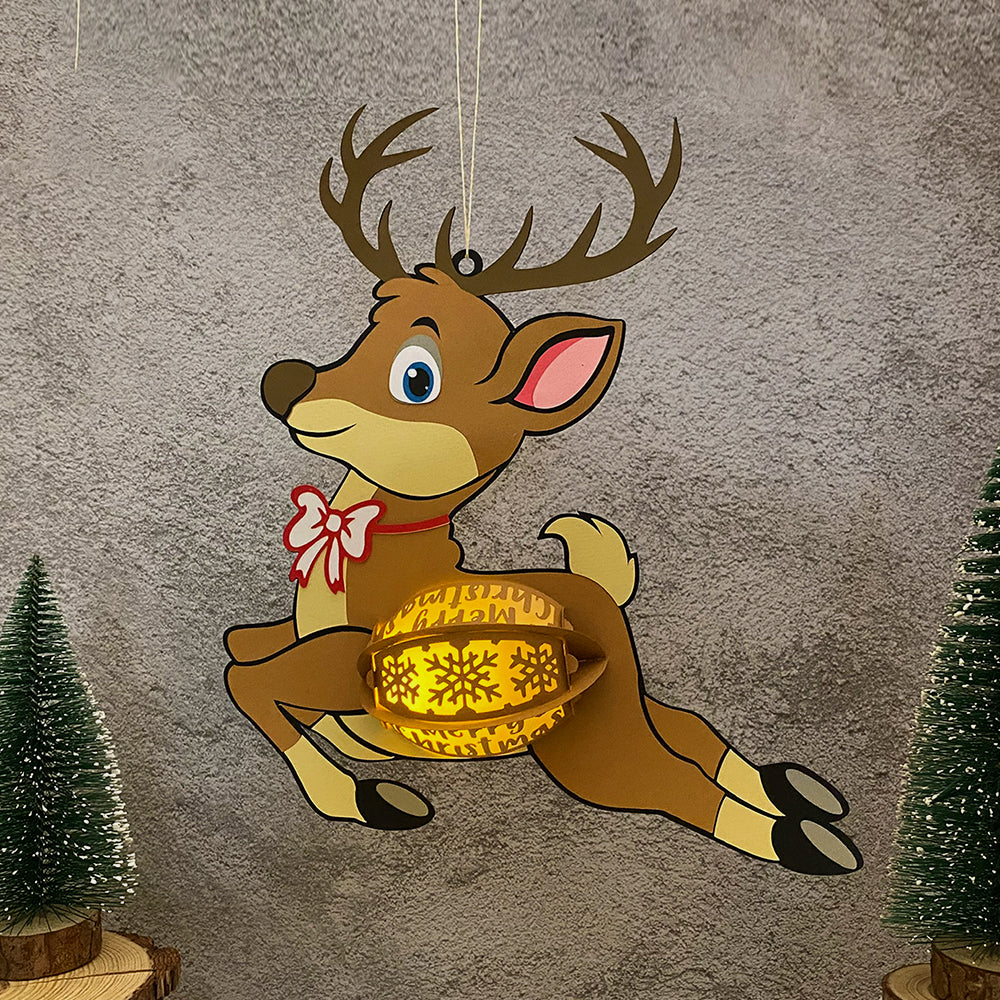 Deer - 3D Christmas Paper Cut Lantern File - Cricut File  - VEKTOR KRAFT