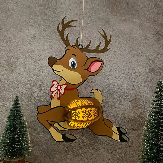Deer - 3D Christmas Paper Cut Lantern File - Cricut File  - VEKTOR KRAFT